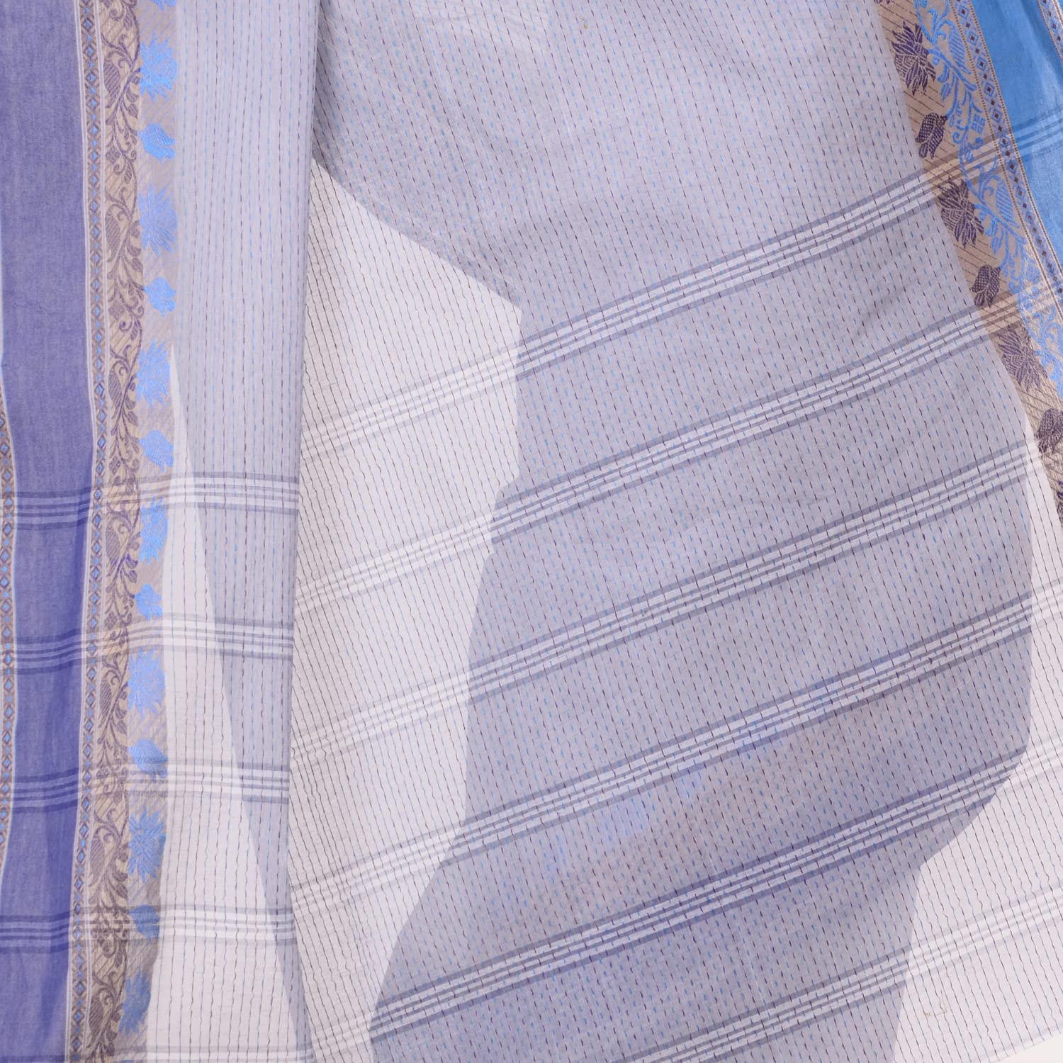 Desh Bidesh Women's Traditional Bengal Tant Pure Handloom Cotton Saree Jol Torongo Woven Design Without Blouse Piece - Distacart