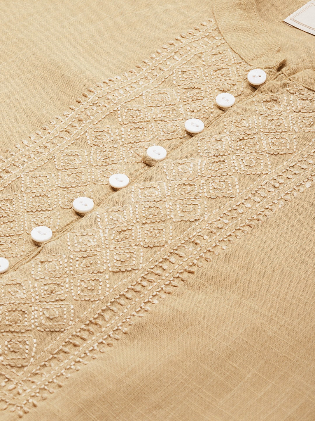 House of Pataudi Men Pure Cotton Solid Chikankari Jashn Short Kurta - Distacart