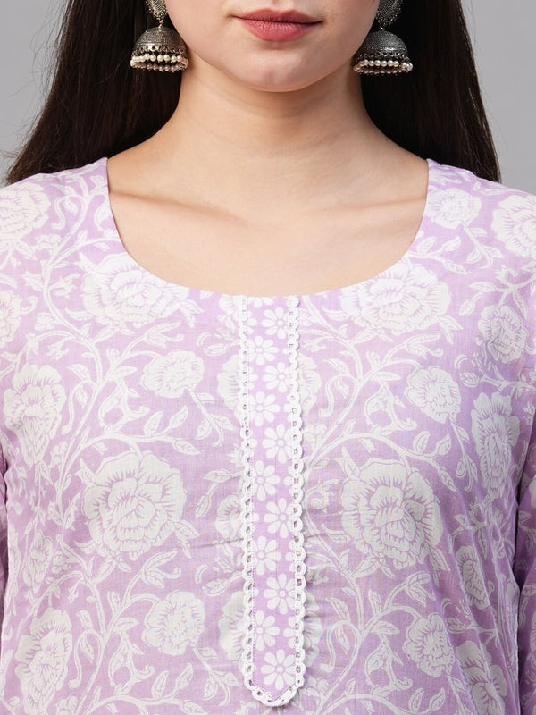 Kalini Straight Floral Printed Kurta with Trousers - Distacart