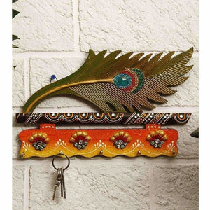 Jaipur Crafts Beautiful MorPankhi Wooden Key Holder - Distacart