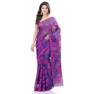 Desh Bidesh Women's Tant Handloom Soft Dhakai Jamdani Cotton Saree Whole Body Design - Distacart