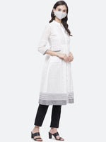 Thumbnail for Biba Women White Anarkali Cotton Kurta - Distacart