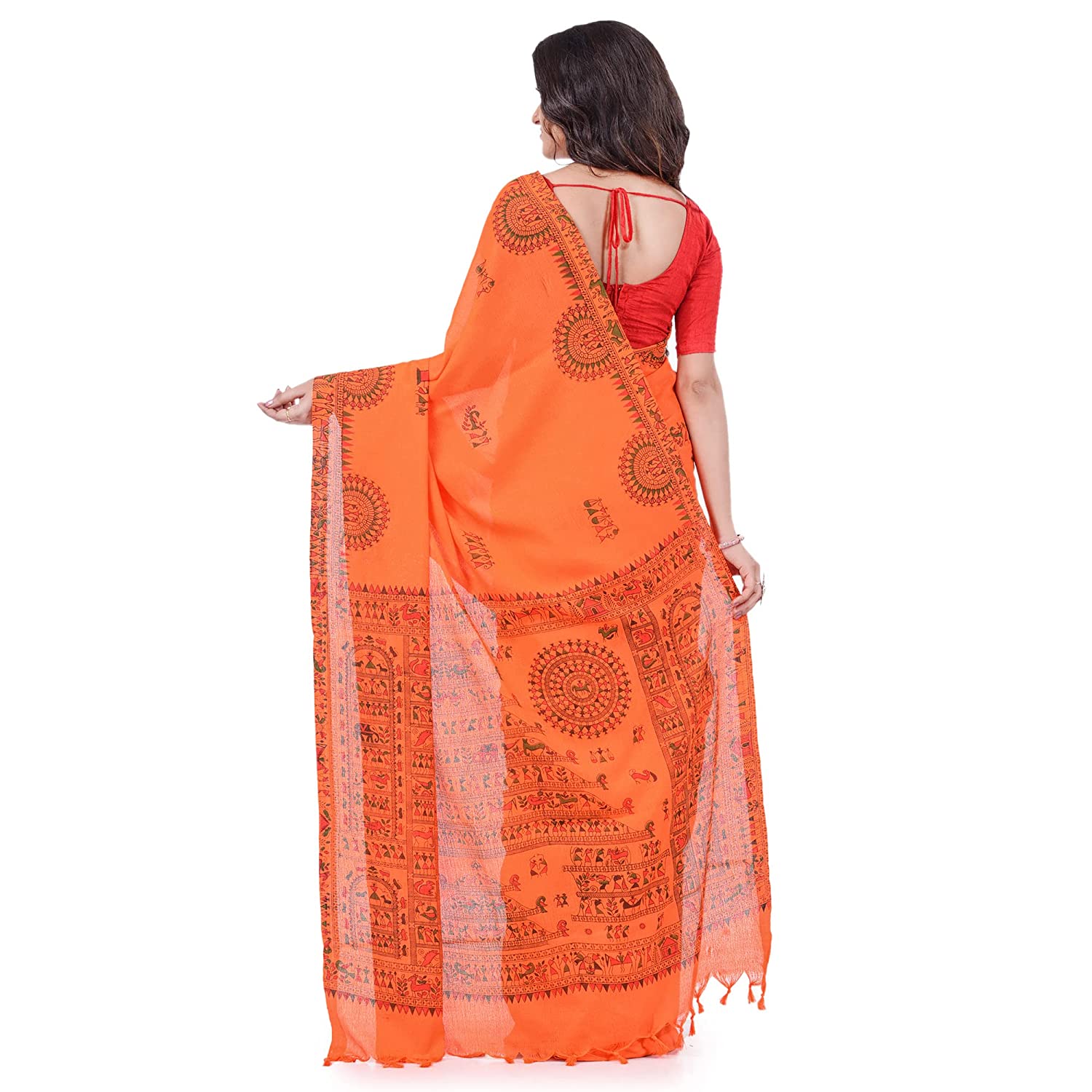 Desh Bidesh Women's Pure Cotton Tribal Art Warli Printed Designer Handloom Saree With Blouse Piece - Distacart