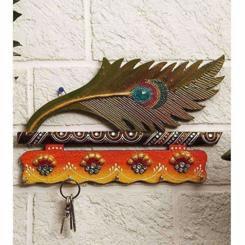 Jaipur Crafts Beautiful MorPankhi Wooden Key Holder - Distacart