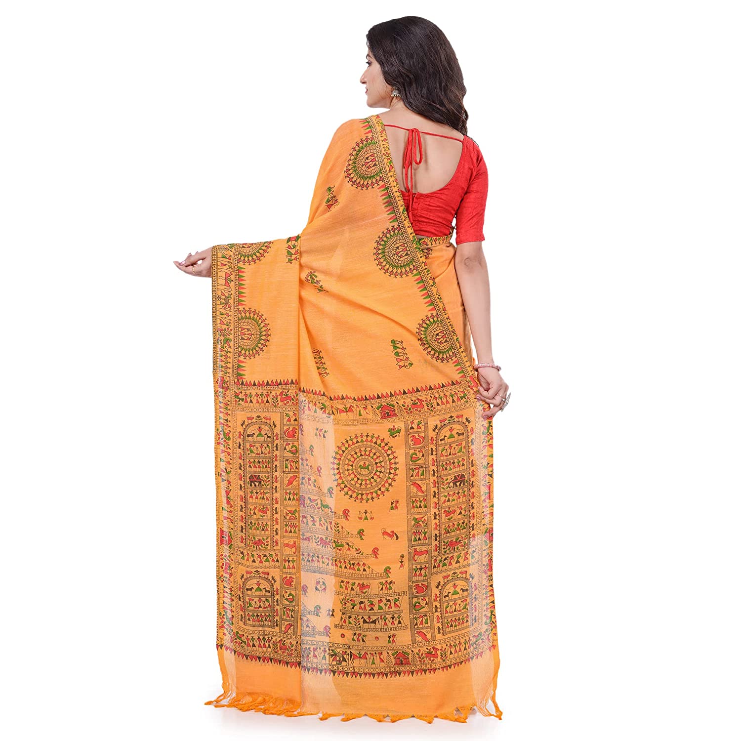 Desh Bidesh Women's Pure Cotton Tribal Art Warli Printed Designer Handloom Saree With Blouse Piece - Distacart