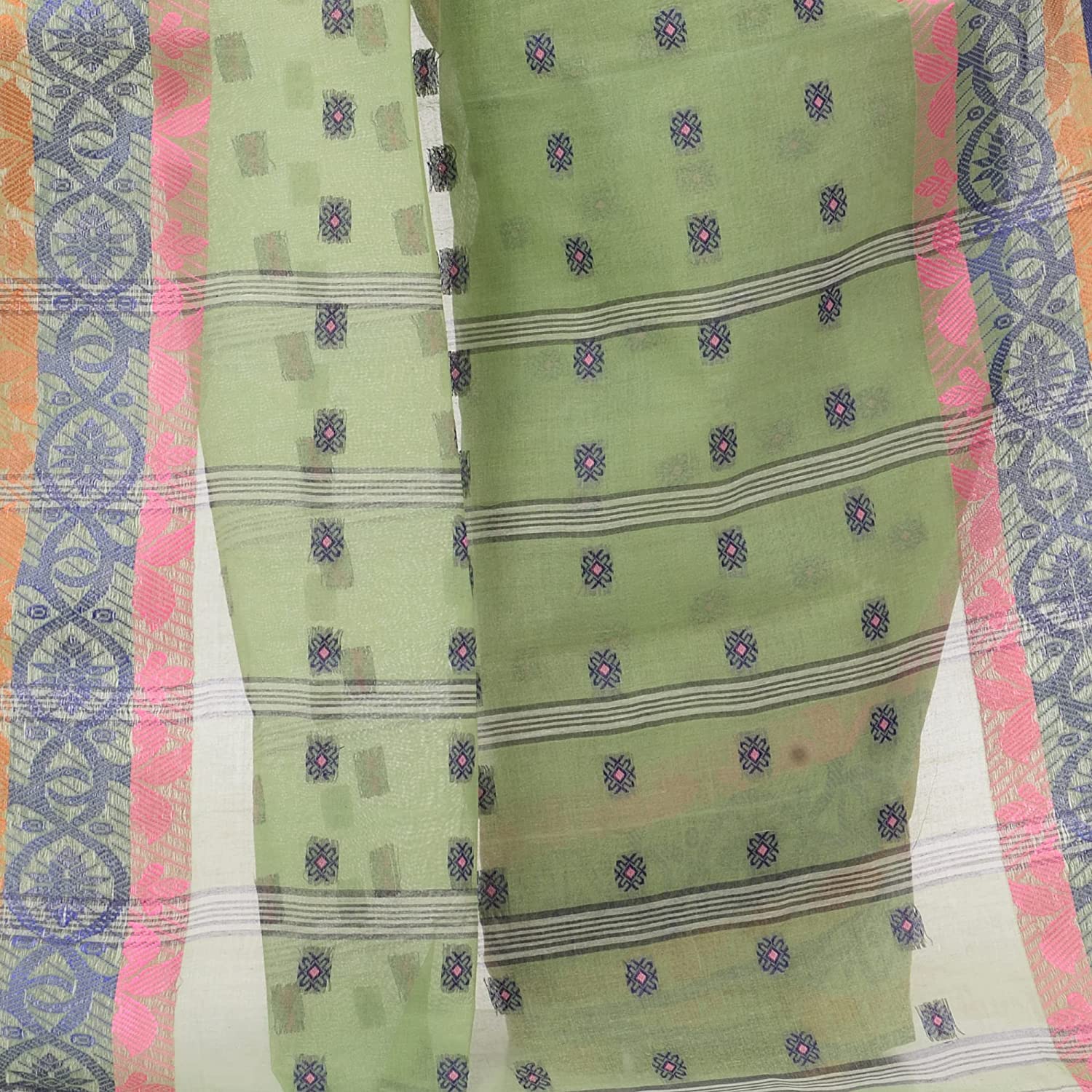 Desh Bidesh Women's Traditional Bengal Tant Tri Leaf Woven Design Pure Handloom Cotton Saree Without Blouse Piece - Distacart