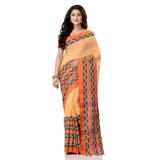 Desh Bidesh Women's Traditional Bengali Bengamuri Pure Handloom Cotton Saree With Blouse Piece - Distacart