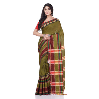 Desh Bidesh Women's Traditional Bengali Mandir Designed Pure Handloom Cotton Saree With Blouse Piece - Distacart