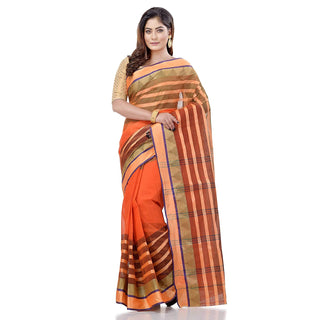 Desh Bidesh Women's Traditional Bengal Tant 3D Temple Design Handloom Pure Cotton Saree Without Blouse Piece - Distacart