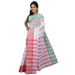 Thumbnail for Desh Bidesh Women's Pure Cotton Traditional Handloom Ganga Jamuna Zori Design Bengal Tant Saree Without Blouse Pcs (White) - Distacart