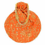 Thumbnail for Ethnic Clutch Silk Potli Batwa Pouch Bag with Metal Bead work Gift For Women - Distacart