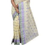 Thumbnail for Desh Bidesh Women Pure Cotton Traditional Handloom Bengal Tant Saree Noyonchuri Design Without Blouse Piece (Purple Green) - Distacart