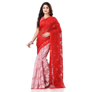 Desh Bidesh Women's Tant Handloom Soft Dhakai Jamdani Cotton Saree Whole Body Design - Distacart