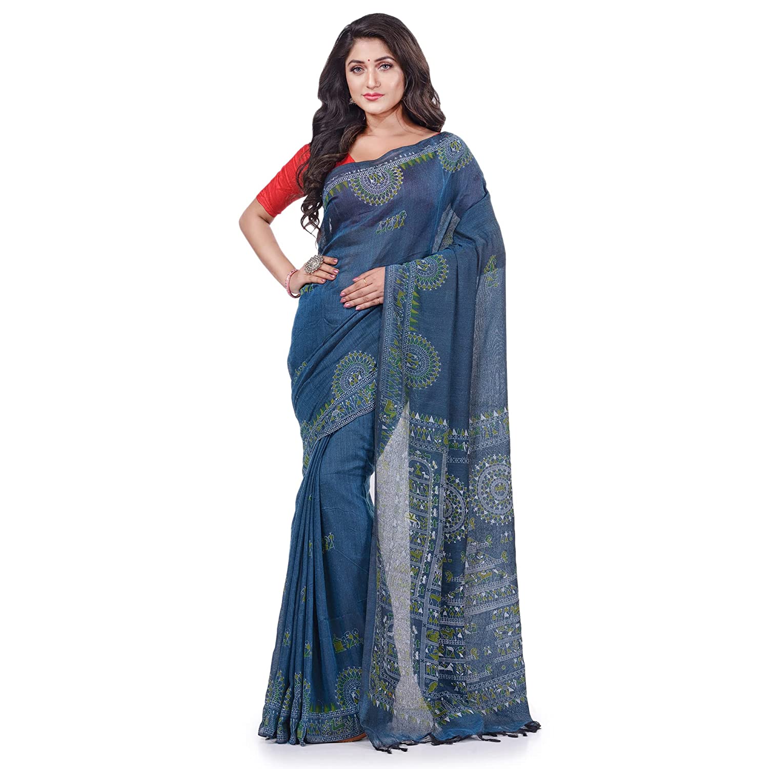 Desh Bidesh Women's Pure Cotton Tribal Art Warli Printed Designer Handloom Saree With Blouse Piece - Distacart