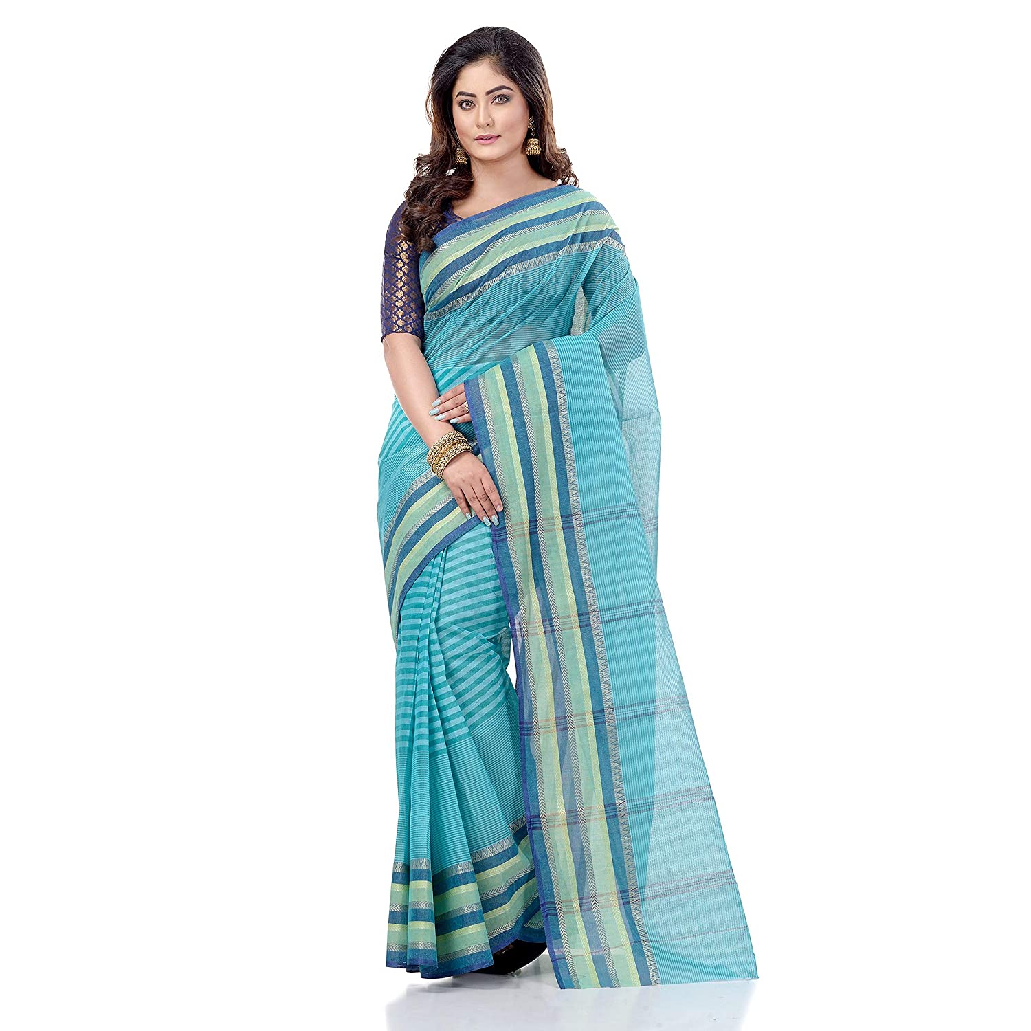 Desh Bidesh Bengal Cotton Women's Bengal Tant Khejur Chori Design Pure Handloom Cotton Saree Without Blouse Piece - Distacart