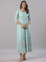 Thumbnail for Juniper Women Sky Blue Chiffon Dobby Printed Maxi Dress - Distacart