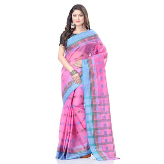 Desh Bidesh Women's Traditional Bengal Tant Woven Lotus Kolka Design Pure Cotton Handloom Saree Without Blouse Piece - Distacart