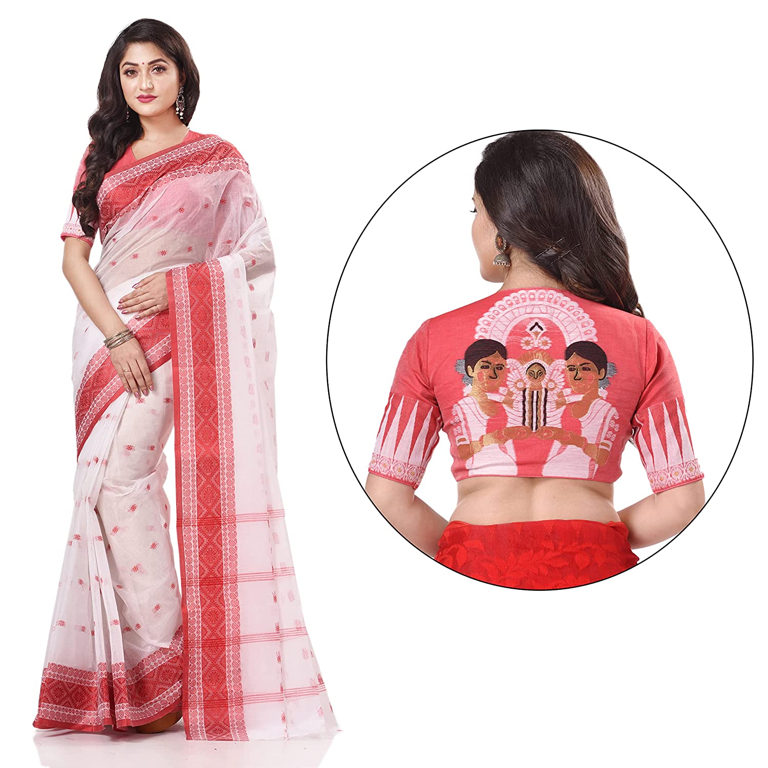 Desh Bidesh Women's Traditional Bengal Tant Kolkatara Design Pure Handloom Cotton Saree - Distacart