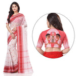 Thumbnail for Desh Bidesh Women's Traditional Bengal Tant Kolkatara Design Pure Handloom Cotton Saree - Distacart