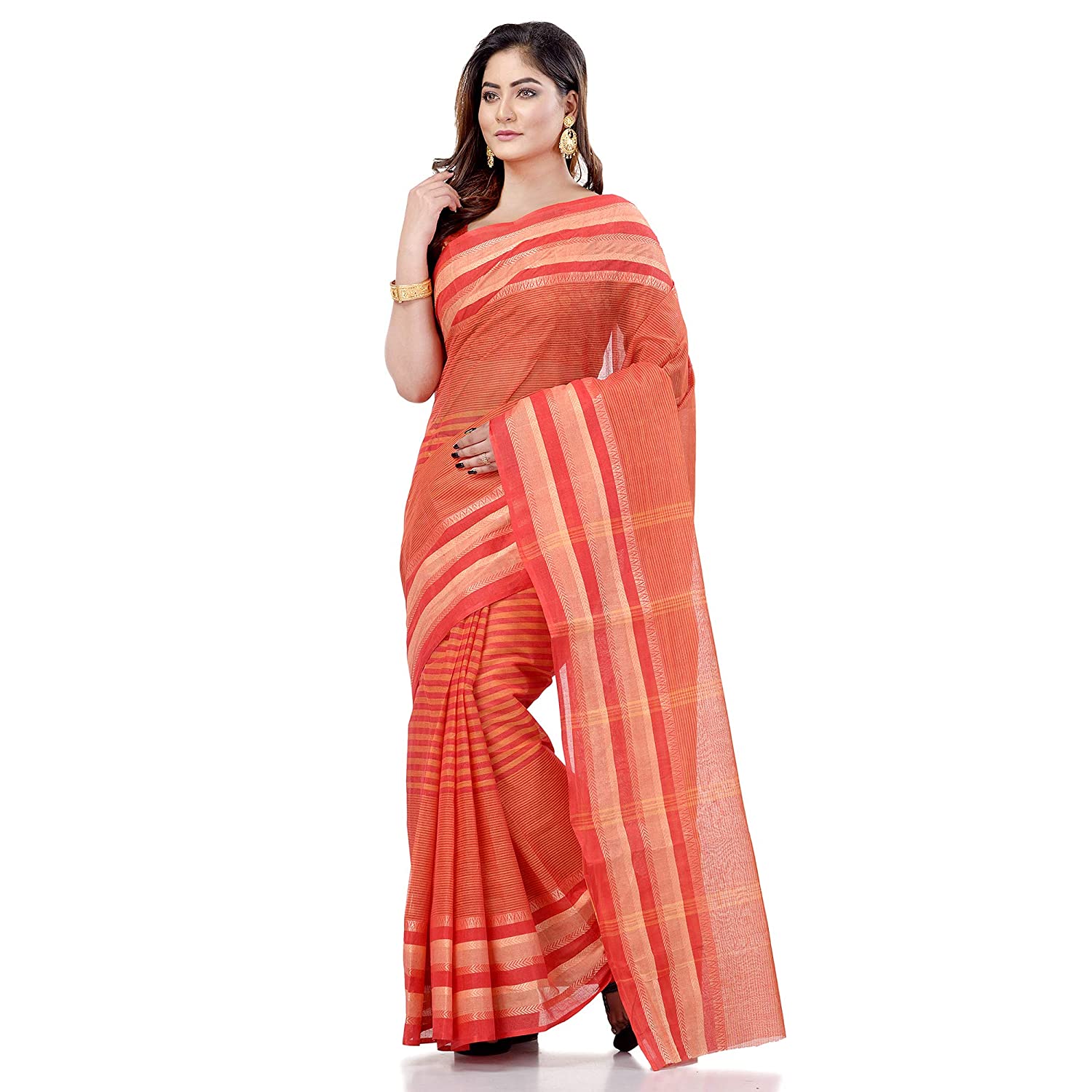 Desh Bidesh Bengal Cotton Women's Bengal Tant Khejur Chori Design Pure Handloom Cotton Saree Without Blouse Piece - Distacart