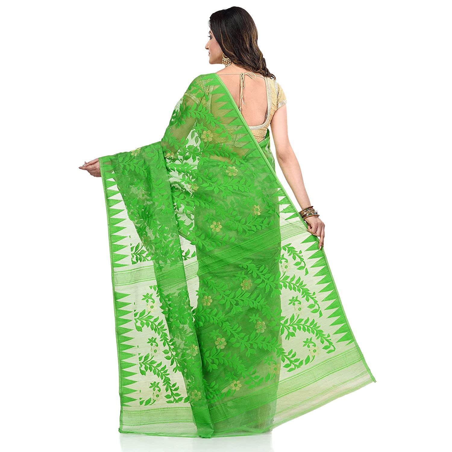 Desh Bidesh Women's Tant Handloom Soft Dhakai Jamdani Cotton Saree Whole Body Design - Distacart
