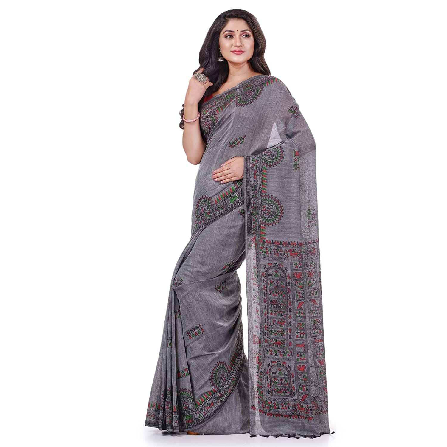 Desh Bidesh Women's Pure Cotton Tribal Art Warli Printed Designer Handloom Saree With Blouse Piece - Distacart