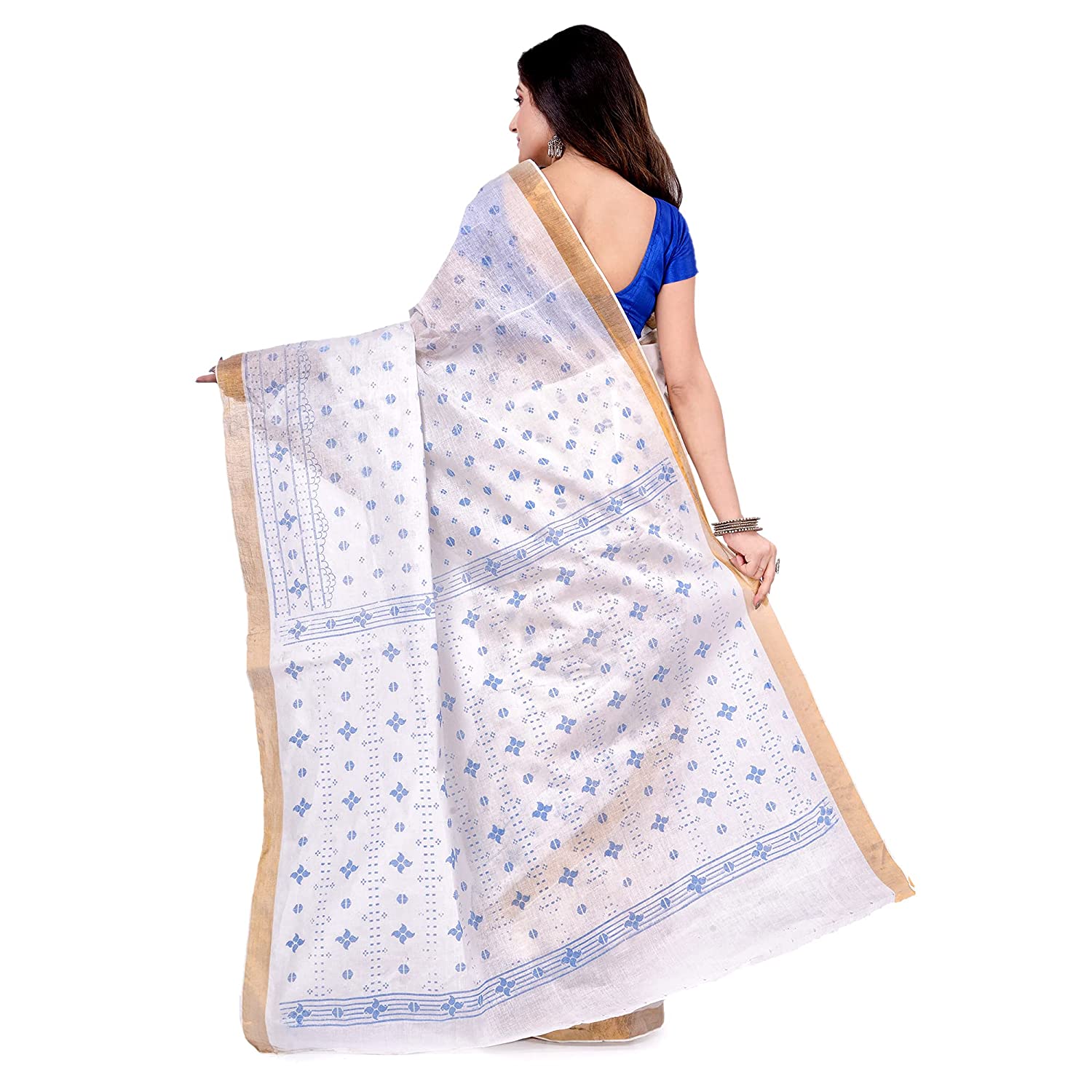 Desh Bidesh Women's Bengal Tant Kerala Print Design Pure Handloom Cotton Saree Without Blouse Piece - Distacart