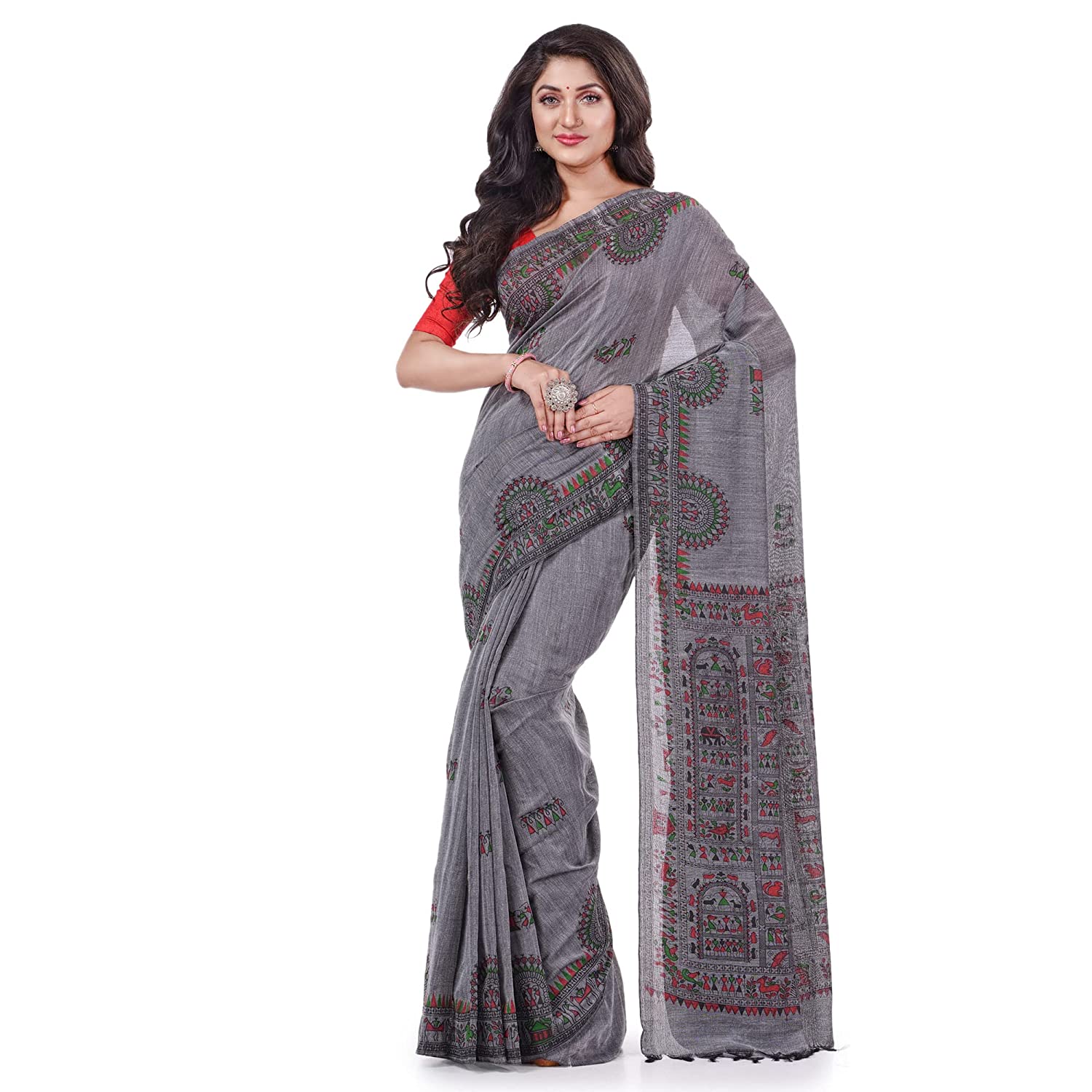 Desh Bidesh Women's Pure Cotton Tribal Art Warli Printed Designer Handloom Saree With Blouse Piece - Distacart