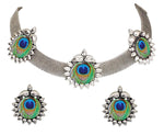 Thumbnail for Silver-Plated Alloy Epoxy Peacock Oxidised Necklace - The Pari - Distacart