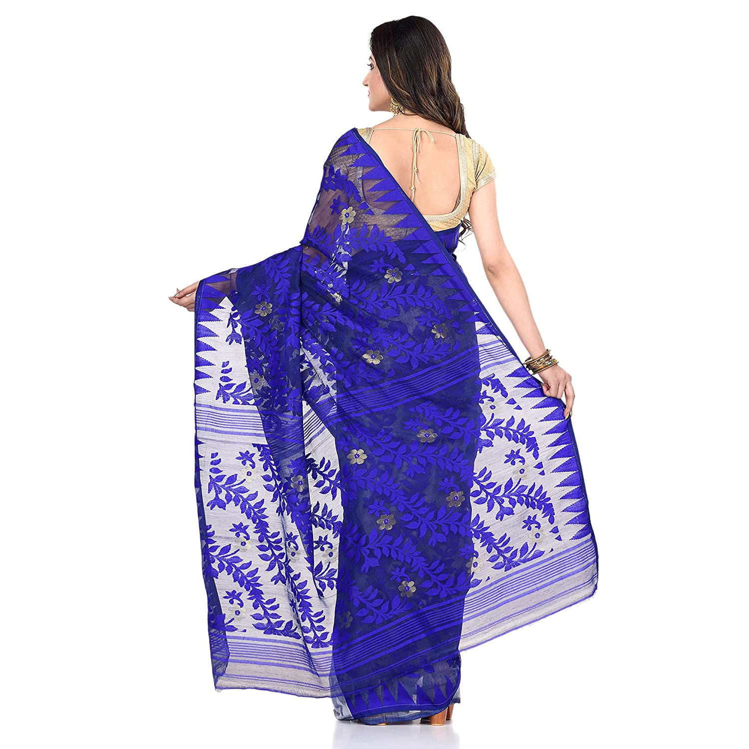 Desh Bidesh Women's Tant Handloom Soft Dhakai Jamdani Cotton Saree Whole Body Design - Distacart
