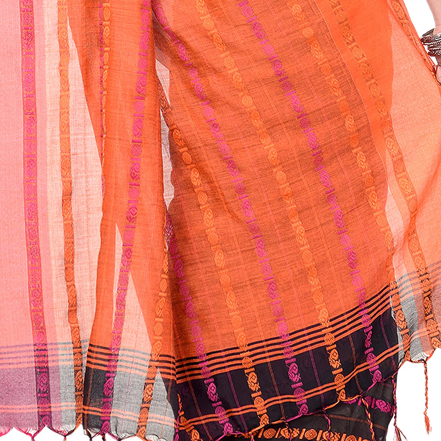 Desh Bidesh Women's Traditional Bengali Bengamuri Pure Handloom Cotton Saree With Blouse Piece - Distacart