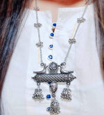 Thumbnail for Silver-Plated Alloy Long Designer Oxidised Necklace - The Pari - Distacart