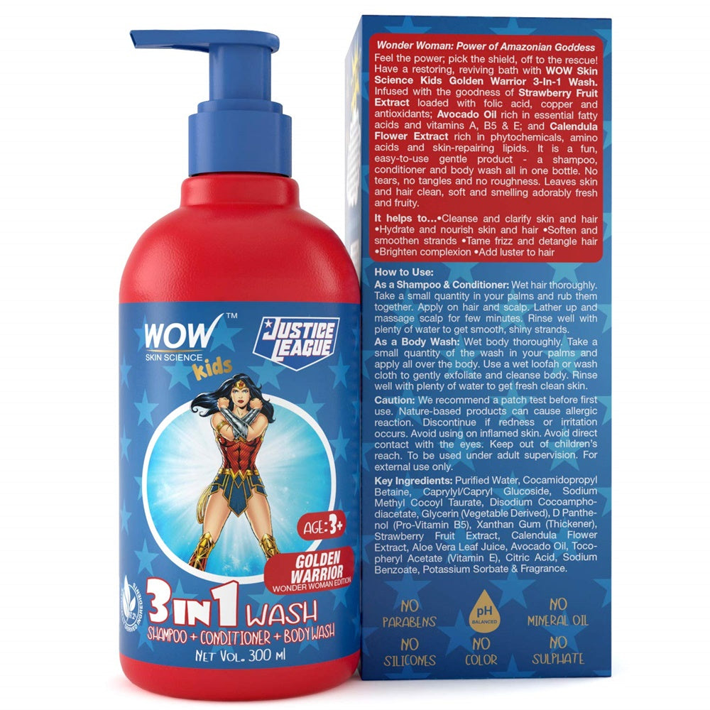 Wow Skin Science Kids 3 in 1 Wash - Golden Warrior Wonder Woman Edition