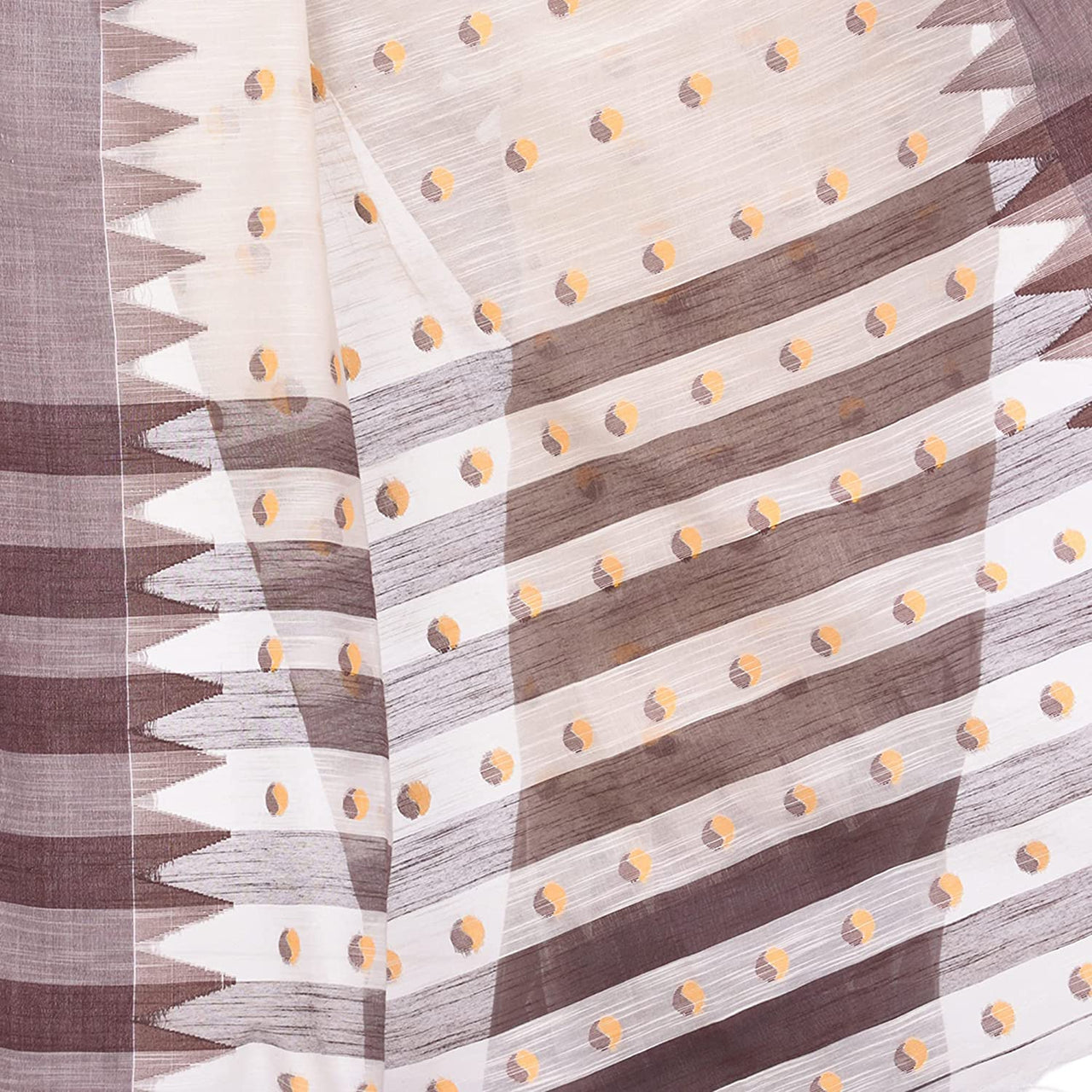 Desh Bidesh Women's Traditional Bengali Handloom Tant Pure Cotton Saree Khadi Bicolor Ball Temple Par Designed With Blouse Piece - Distacart