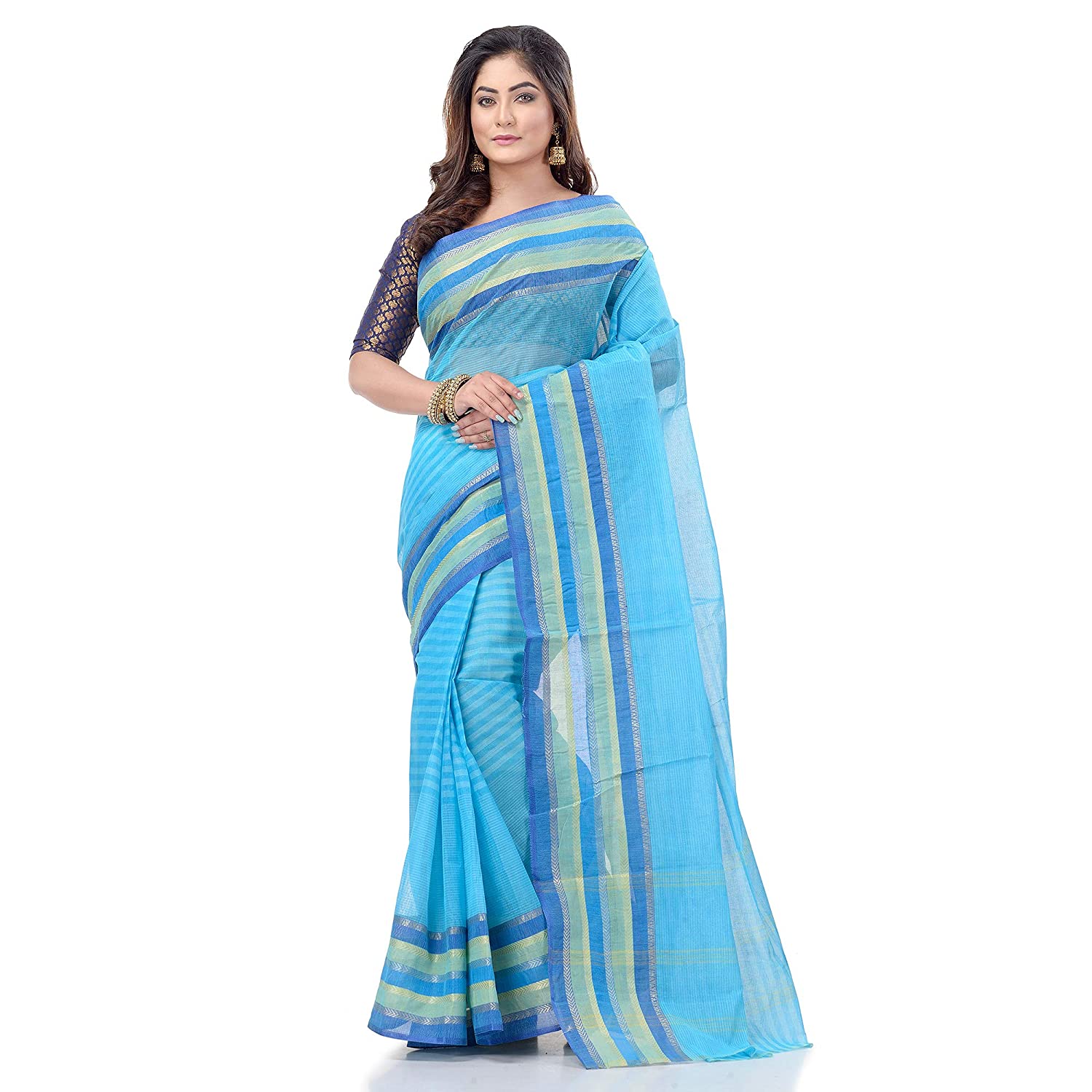 Desh Bidesh Bengal Cotton Women's Bengal Tant Khejur Chori Design Pure Handloom Cotton Saree Without Blouse Piece - Distacart