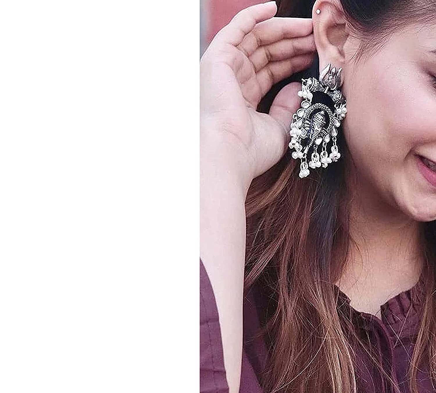 Silver-Plated Alloy Oxidised Rose Shape Necklace - The Pari - Distacart