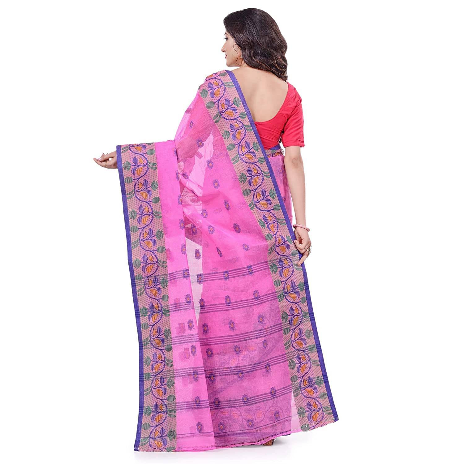 Desh Bidesh Women's Traditional Pure Handloom Cotton Saree Puspanjali Woven Designer Without Blouse Piece - Distacart