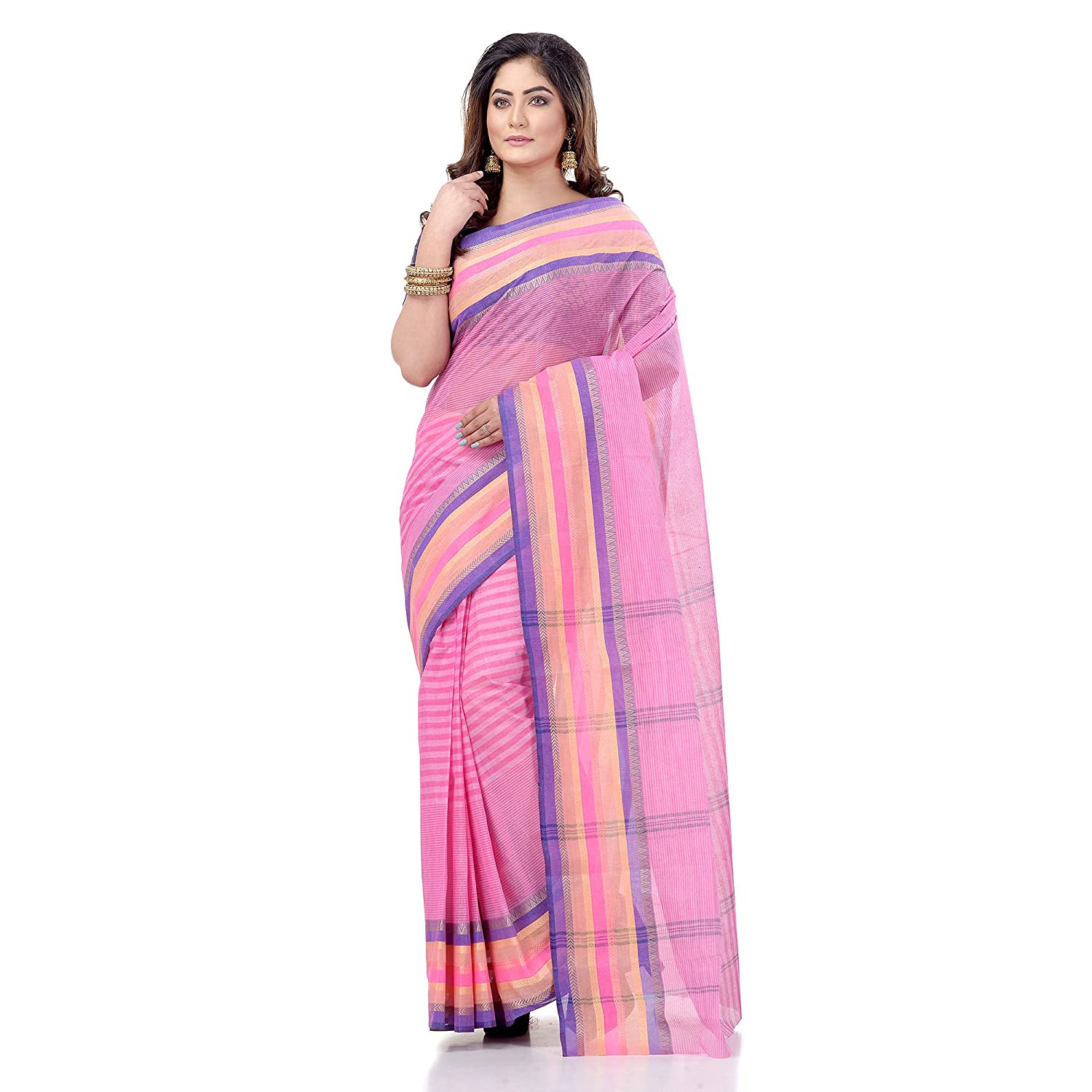 Desh Bidesh Bengal Cotton Women's Bengal Tant Khejur Chori Design Pure Handloom Cotton Saree Without Blouse Piece - Distacart