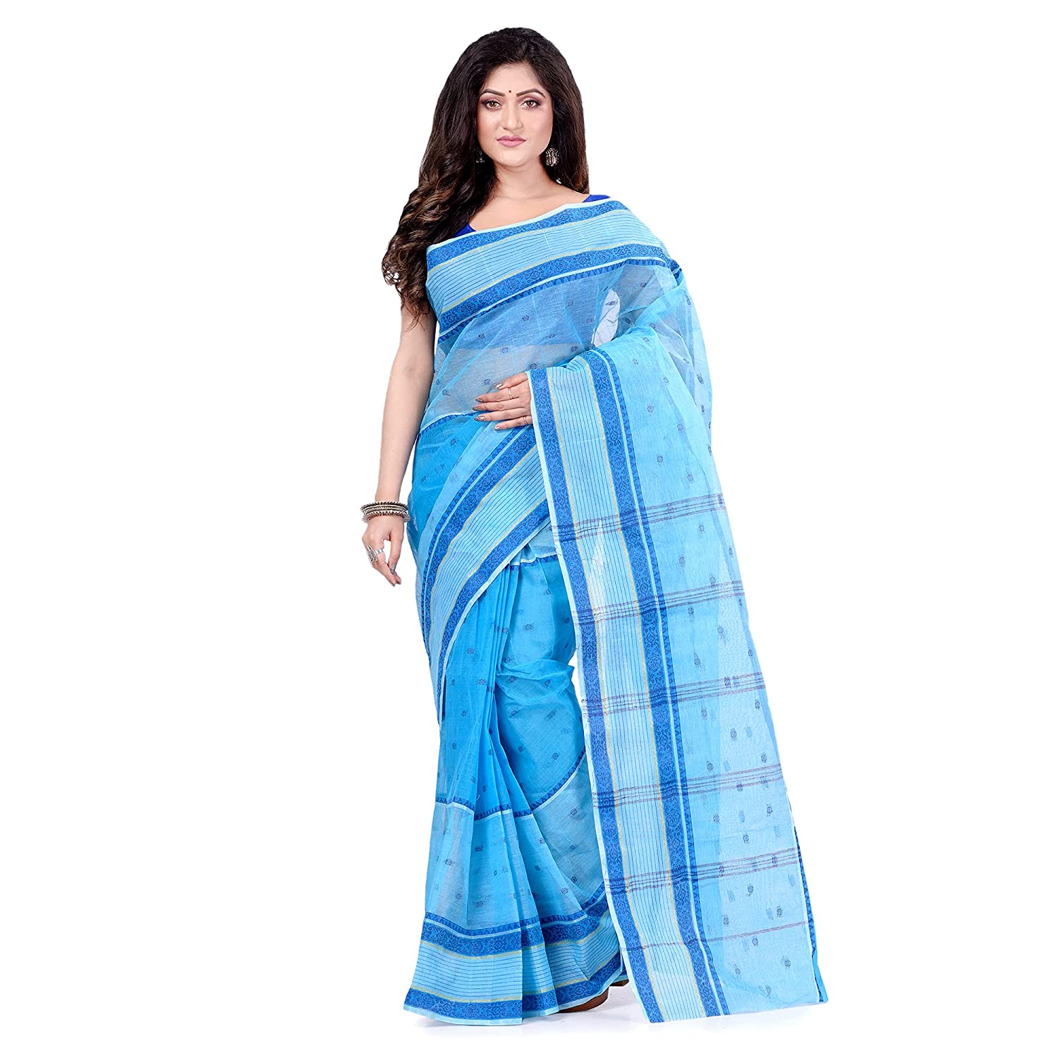 Desh Bidesh Women's Bengal Tant Devdas Design Pure Handloom Cotton Saree Without Blouse Piece - Distacart