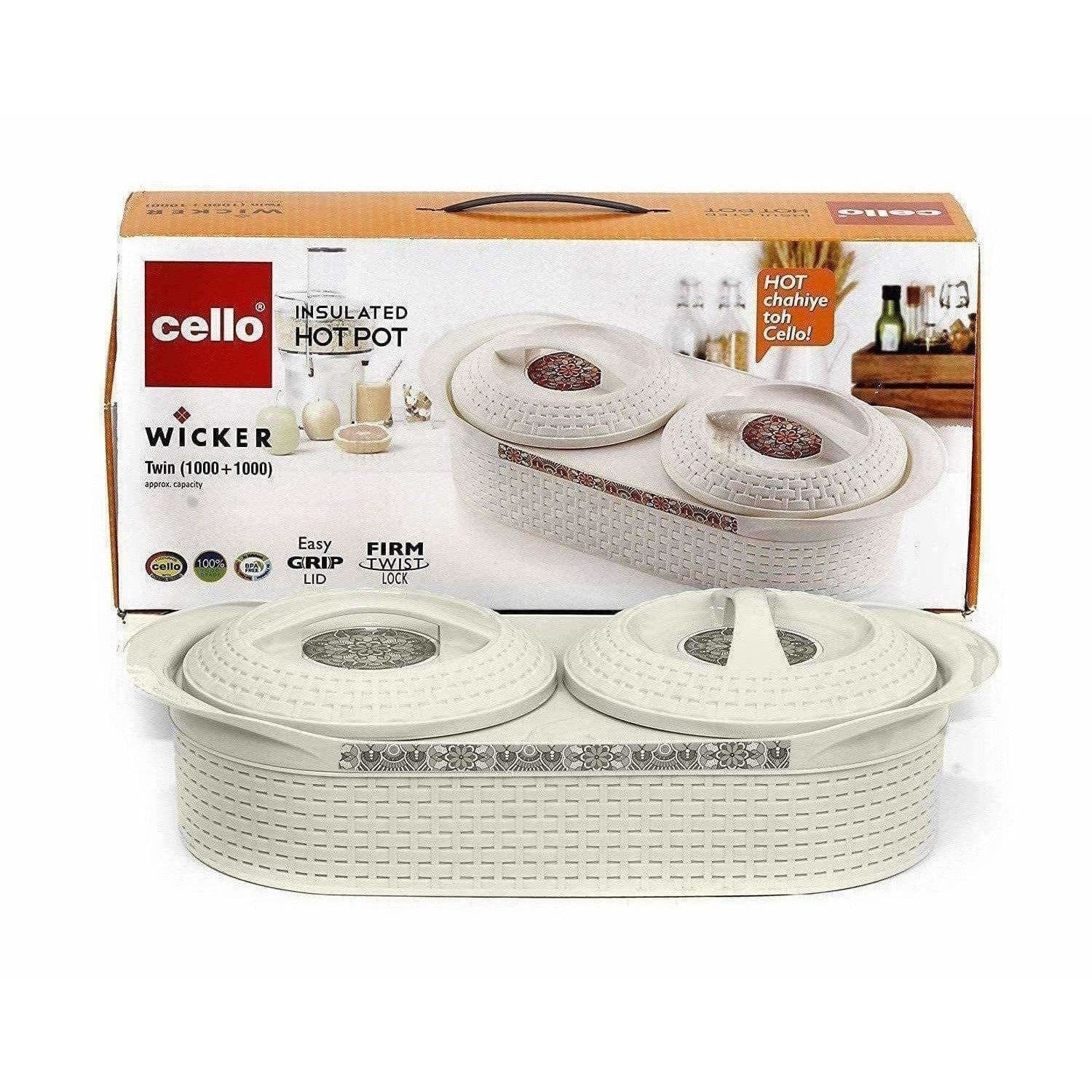 Cello Insulated Wicker Twin Hot Pot - Distacart