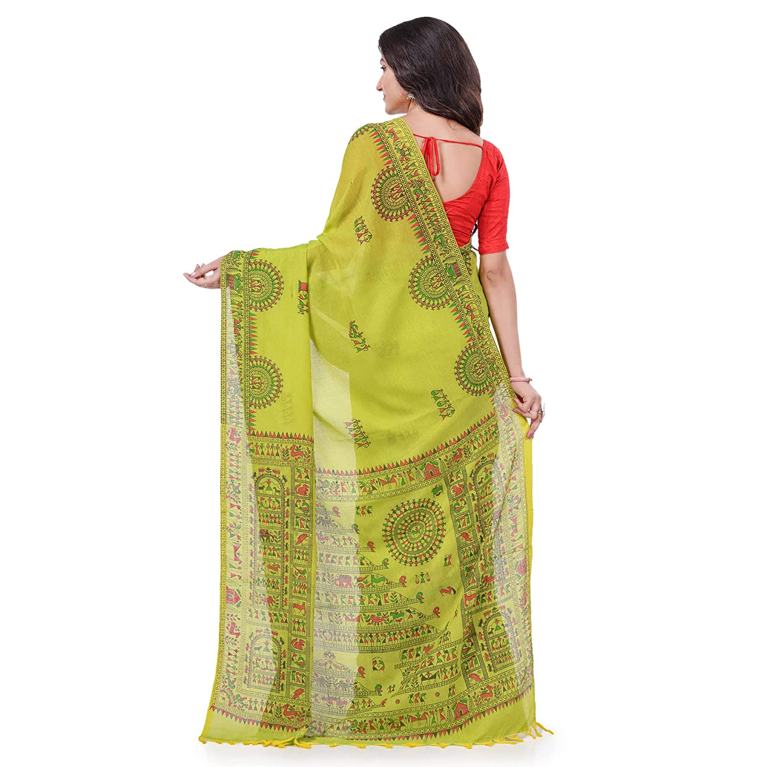 Desh Bidesh Women's Pure Cotton Tribal Art Warli Printed Designer Handloom Saree With Blouse Piece - Distacart