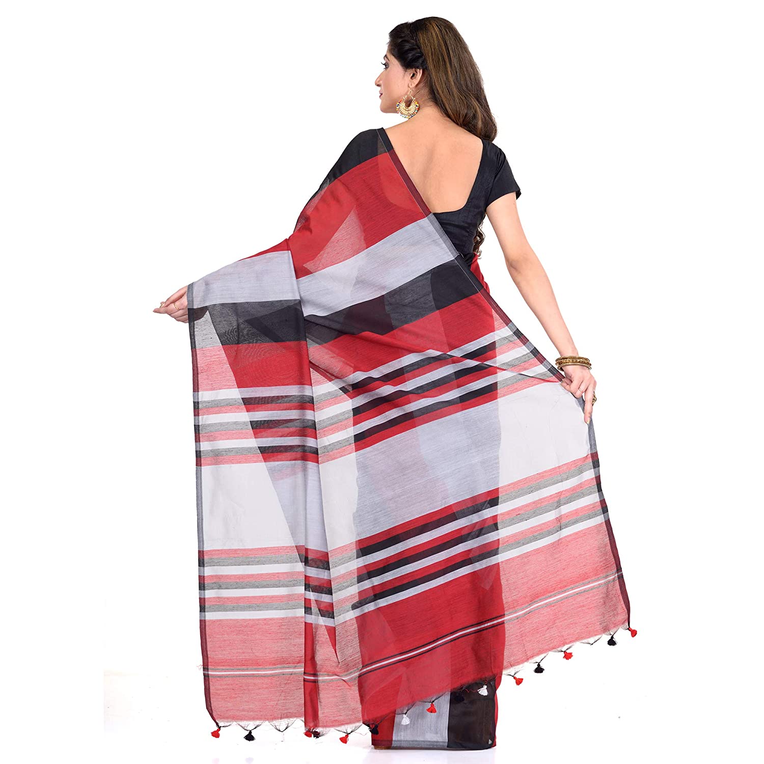 Desh Bidesh Women's Cotton Silk Bengal Half-Half Ghicha Handloom Woven Saree With Blouse Piece - Distacart