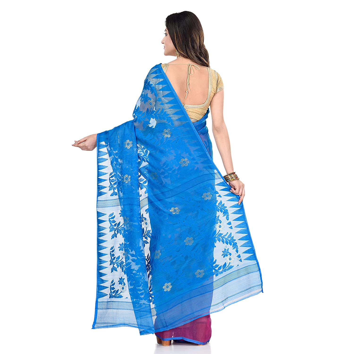 Desh Bidesh Women's Tant Handloom Soft Dhakai Jamdani Cotton Saree Whole Body Design - Distacart