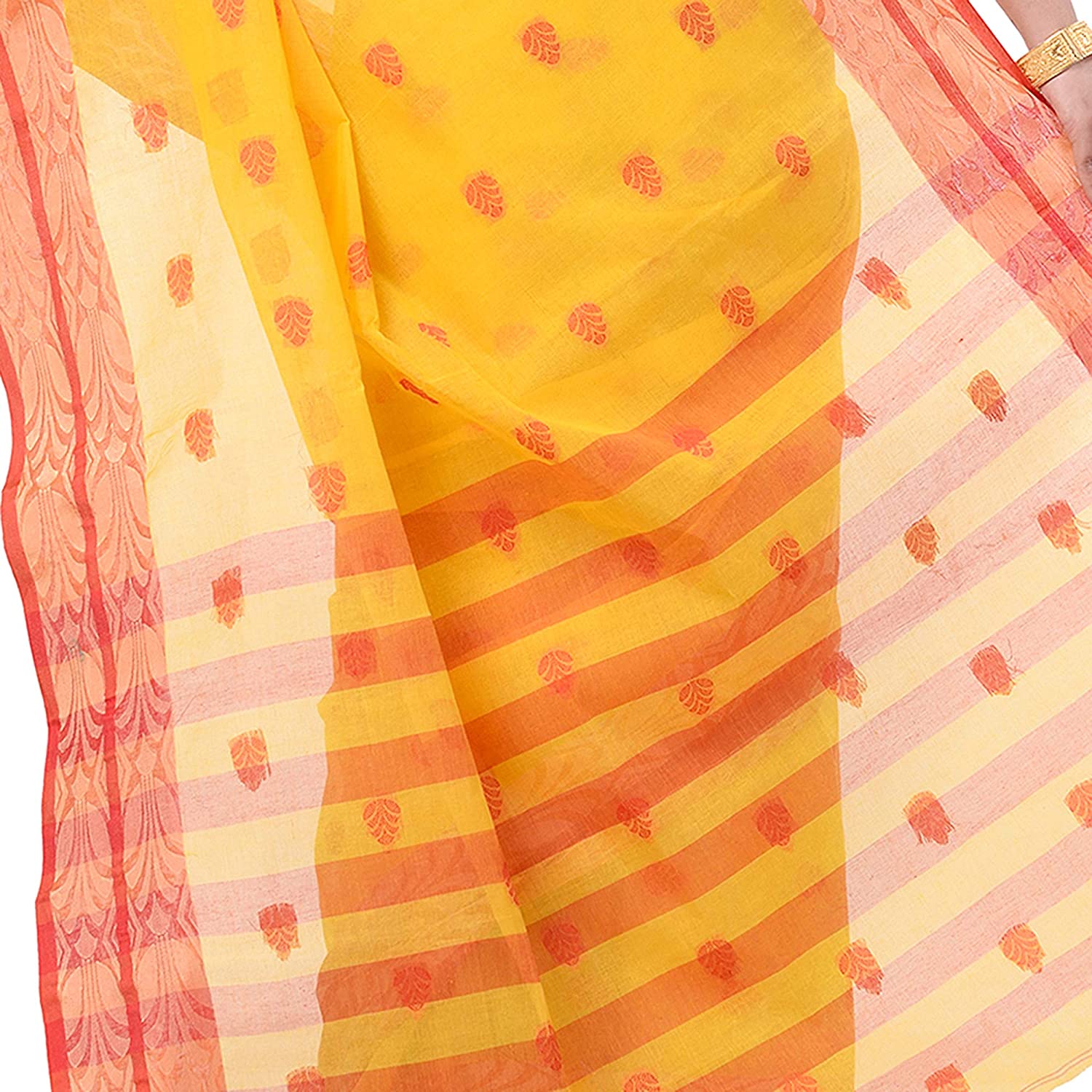 Desh Bidesh Bengal Cotton Women's Bengal Tant Woven Potrobinnas Design Pure Handloom Cotton Saree Without Blouse Piece - Distacart