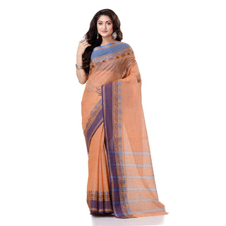 Desh Bidesh Women's Traditional Bengal Tant Pure Handloom Cotton Saree Jol Torongo Woven Design Without Blouse Piece - Distacart