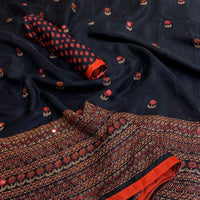 Thumbnail for GoSriKi Women's Jute Silk Saree With Blouse Piece