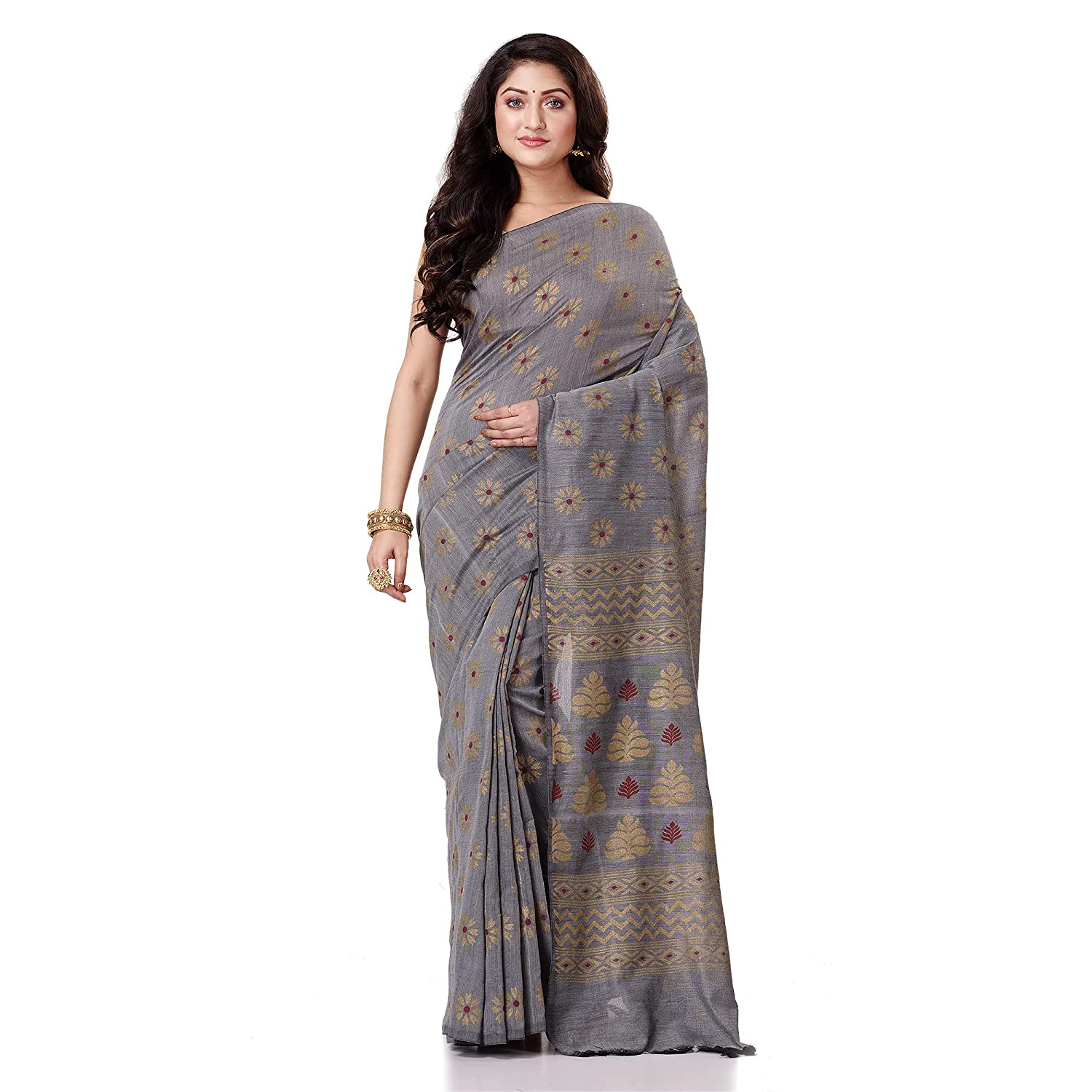 Desh Bidesh Bengal Cotton Women's Bengal Tant Abhra Fabric Design Pure Cotton Handloom Saree With Blouse Piece - Distacart