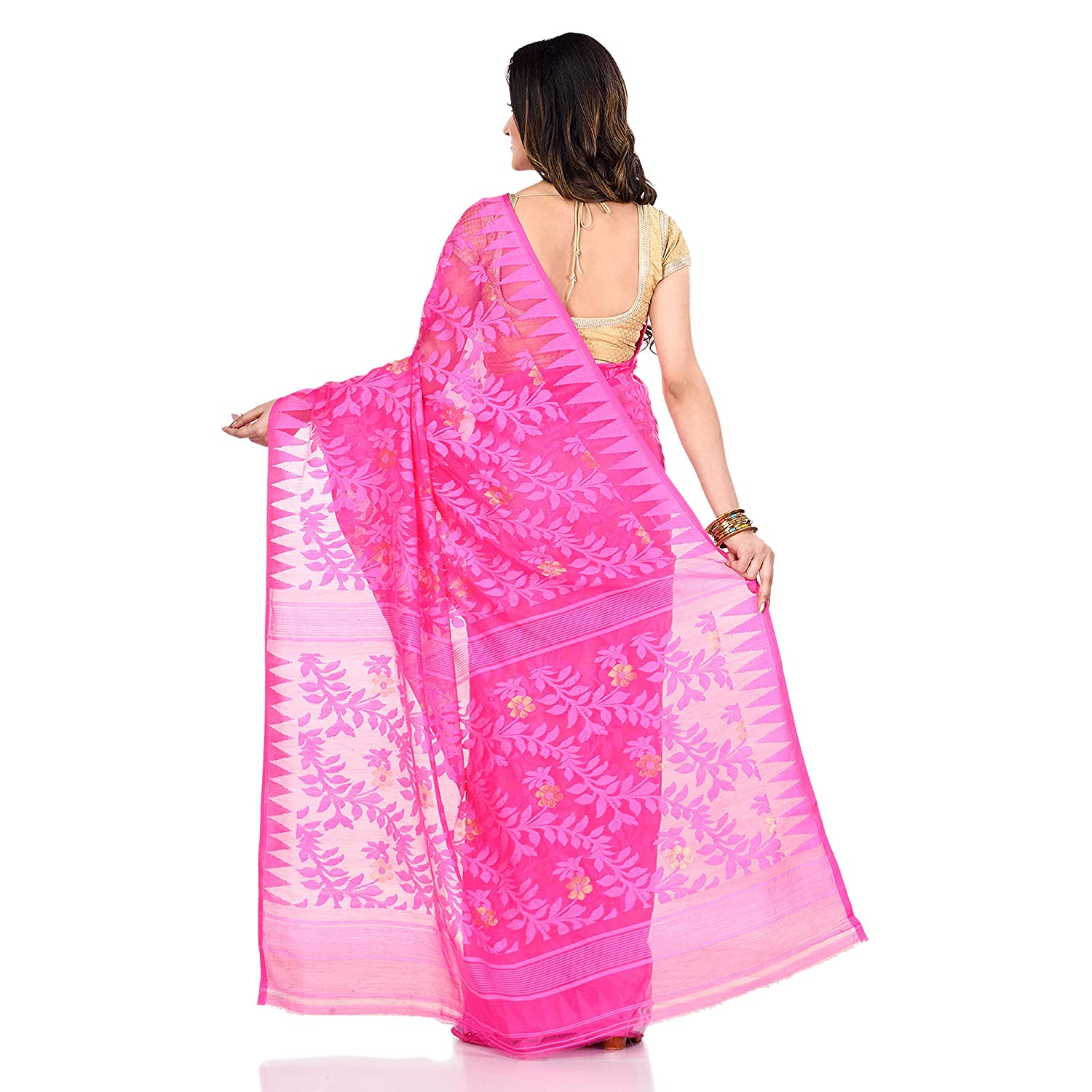 Desh Bidesh Women's Tant Handloom Soft Dhakai Jamdani Cotton Saree Whole Body Design - Distacart