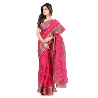 Desh Bidesh Women's Traditional Bengal Tant Woven Bee Kolka Design Pure Handloom Cotton Saree Without Blouse - Distacart
