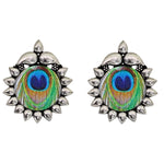 Thumbnail for Silver-Plated Alloy Epoxy Peacock Oxidised Necklace - The Pari - Distacart
